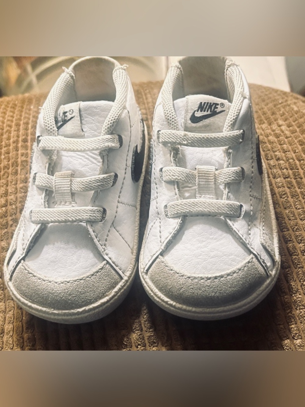 Nike White Kids' Sneakers with Black Swoosh